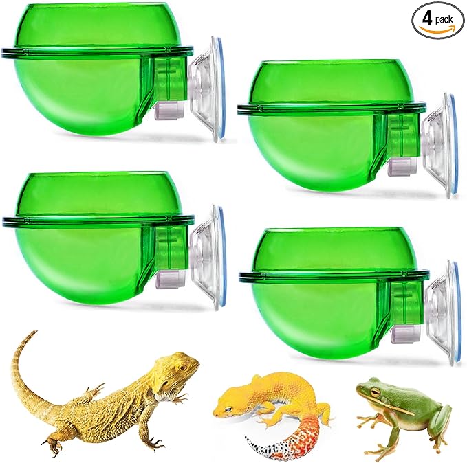 PINVNBY Reptile Bowl with Suction Cup,Chameleon Feeding Bowl,Gecko Food and Water Feeding Dish Pet Feeder Supplies Accessories for Lizards,Snakes,Bearded and Dragons(4 Pcs)