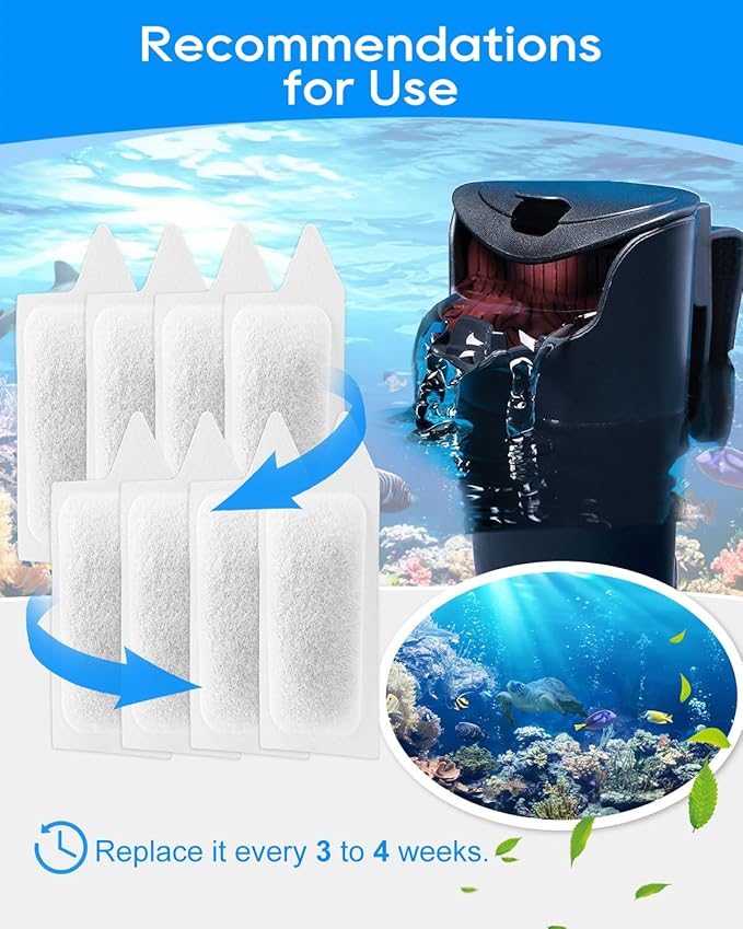 8 Pack Small Aquarium Filter Cartridge Compatible with Tetra Small Filter Cartridges, Compatible with Tetra Whisper Filter Small, Fish Tank Filter Cartridge for 3–10 Gallon Fish Tank