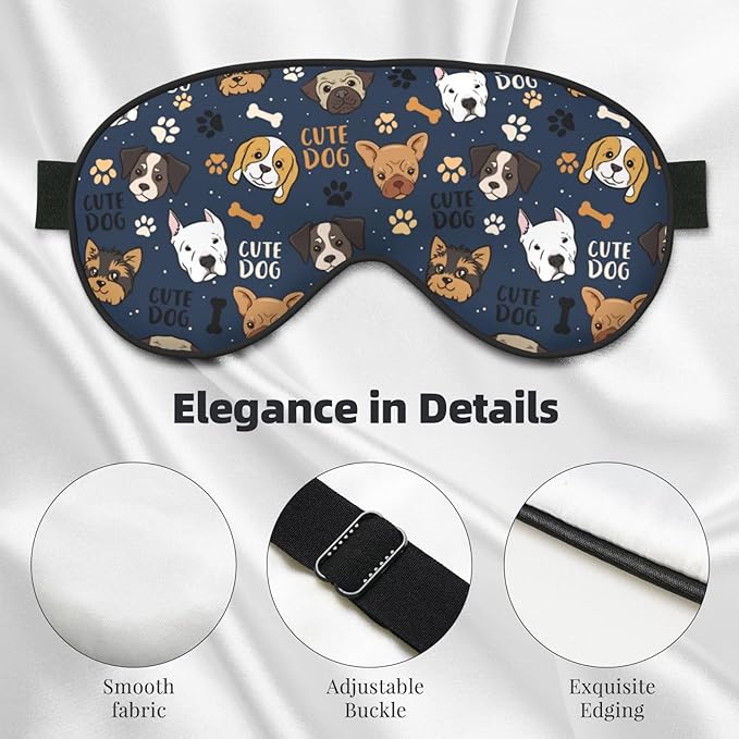 Cute Dog Sleep Mask Breathable Soft Eye Mask for Sleep for Women Men Lightweight Eye Cover for Travel, Night Work, Nap, Office