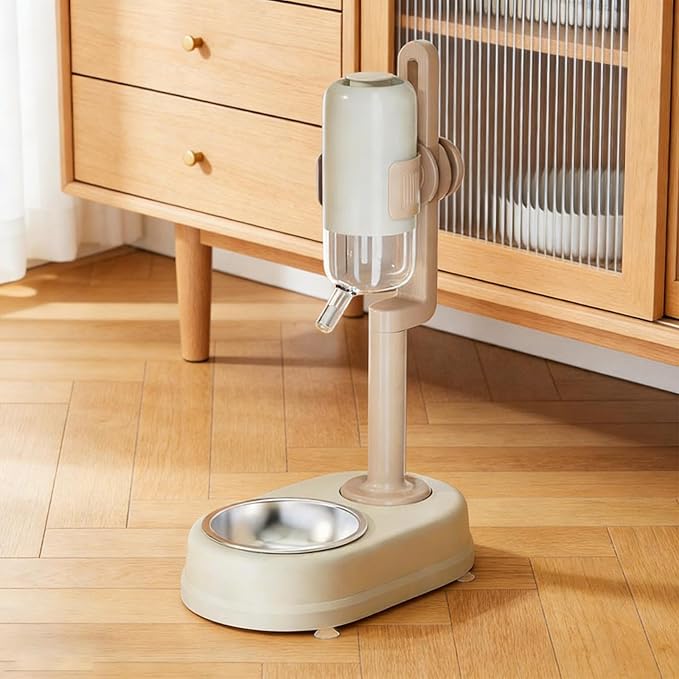 Pet Standing Water Dispenser Adjustable Height Multifunctional Pet Automatic Water Drinker for Small Animal Ferrets Cat Puppy, White
