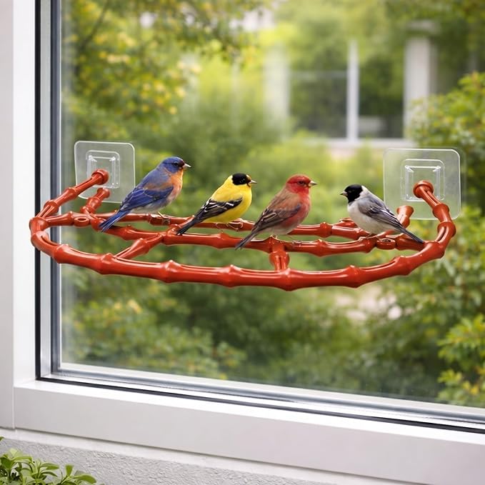 CPLIKE ABS Bamboo-Style Perch Extender Designed for Bird Buddy Smart Bird Feeder, Expandable Platform with Dual Screw Mount, Chewing-Friendly Texture, Extra Landing Space & DIY Accessory Ports