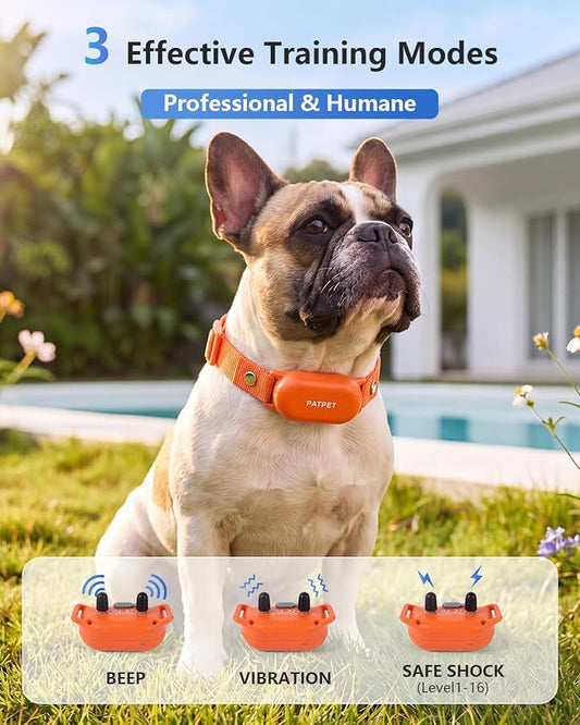 PATPET Shock Collar for Dogs - 4000FT Dog Training Collar with Remote, IPX7 Waterproof 4 Modes(Beep/Vibration/Shock/Safe) Dog Shock Collar, Rechargeable for Small Large Dogs (8-120Lbs) (Orange)