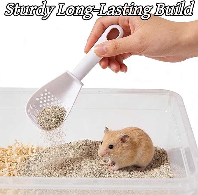 3 Piece Set Small Animal Litter Scoop Red White Black Plastic Mesh Scooper Hamster Cage Accessories Litter Sifter with Small Holes for Sand Bath