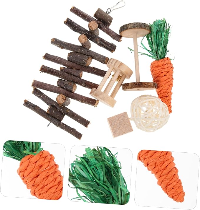 BESPORTBLE 6pcs Pet Chew Toys Set Bunny Hamster and Rabbit Teeth Cleaning Playthings for Molar Health and Chewing Fun for Pet Accessories and Care