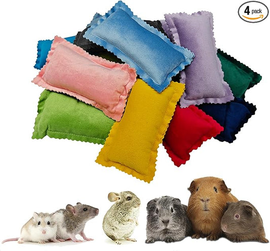 RIOUSSI Set of 4 Cozy Mini Pet Pillows for Guinea Pigs Hedgehogs Ferrets Chinchillas Bunnies Rabbits and Rats