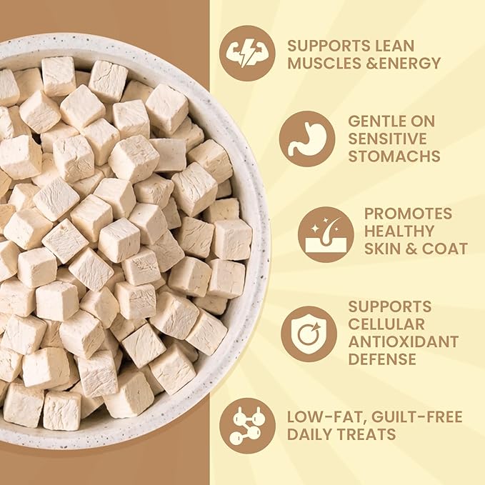 Freeze Dried Chicken,Freeze Dried Chicken Dog Treats Natural No Additives,Single Ingredient,High Protein,Suitable for All Ages Cats and Dogs,Dehydrated Suitable for Training