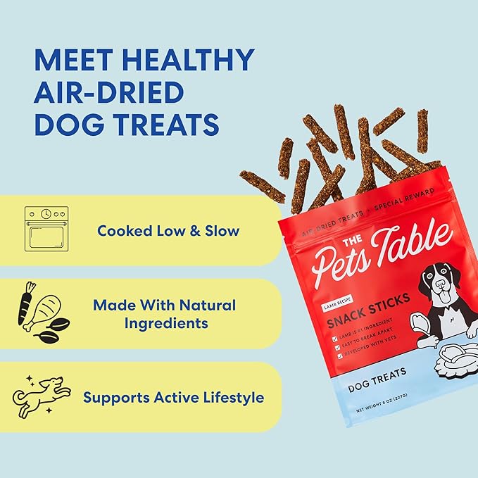 The Pets Table Lamb Limited Ingredient Diet Air-Dried Healthy Dog Treats, 8-Ounce Bag