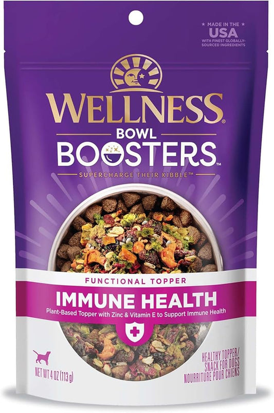 Wellness Bowl Boosters Immune Health Dog Food Topper with Freeze Dried Pieces for Small, Medium, and Large Breeds, Grain Free, Natural, Plant Based, 4 oz Bag