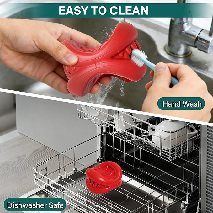 Treat Dispensing Dog Toys - Durable Natural Rubber Chew Toy for Large Medium Dogs, Aggressive Chewer Dog Toys, Relieve Boredom Separation Anxiety & Cleans Teeth, Dishwasher Safe