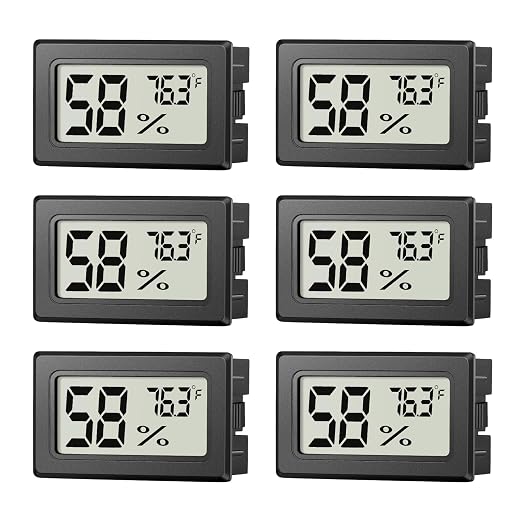6 Pack Mini Hygrometer Indoor Humidity Meter, Small Digital Thermometer Humidity Gauge Meter, Indoor Thermometer Hygrometer Monitor Fahrenheit (℉) for Thermostat Reptile Tank, Mason Jars