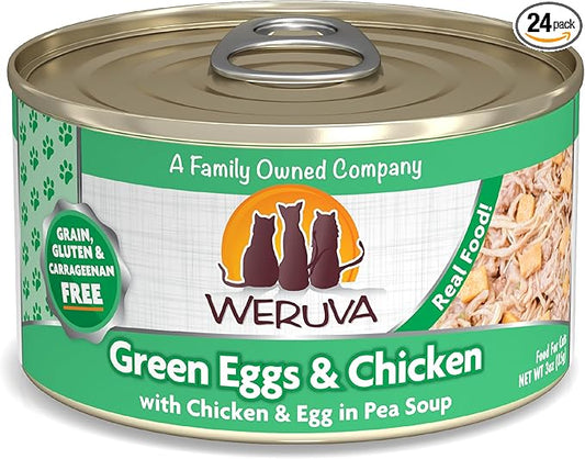 Weruva Classic Cat Food, Green Eggs & Chicken with Chicken Breast & Egg in Pea Soup, 3oz Can (Pack of 24)