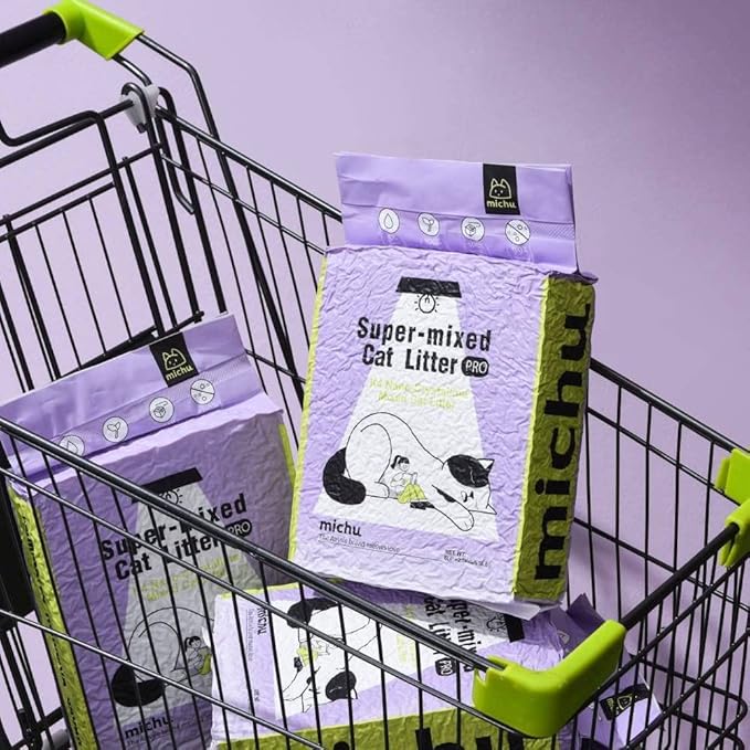 Michu Tofu Cat Litter Natural Clumping Tofu Cat Litter 5.5lb/88oz 5 Scents (Watermelon + Mixed, 2 Pack)