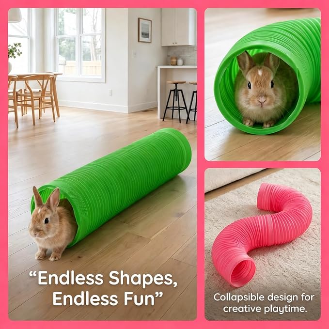 ZENFUN 3 Packs Hamster Fun Tunnels, Pet Mouse Plastic Tube, Collapsible Plastic Tunnel, Tube Pet Hideaway, Training Hideout Tunnels for Guinea Pigs, Chinchillas, Rats, Ferrets, Dwarf Rabbits