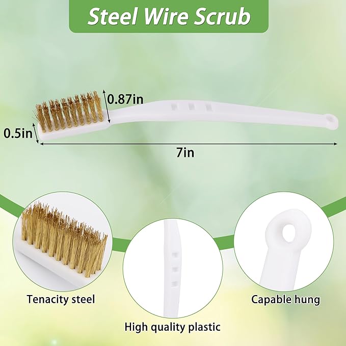 5Pcs Bird Bath Brush Kit, Larbeti 1P Hard Silk Bristle Bird Bath Cleaner Brush, 2P Hummingbird Feeder Cleaning Scrub, 1P Steel Wire Scrub, 1P Clean-Cloth to Hummingbird Feeders, Bath Feeder