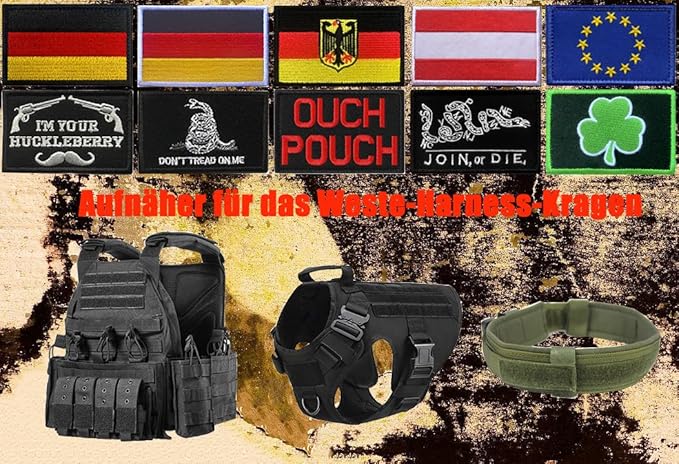Zcketo 2 PCS PTSD Dog Vests/Harnesses w/ Emotional Support Patch & Hook & Loop Embroidered Badge Emblem for Working/Guide/PTSD Service Animals
