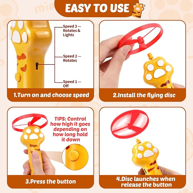 BABORUI Cat Toy Disc, 16Pcs Interactive Cat Fetch Toy Flying Discs, Flying Enrichment Toys for Indoor Bored Kittens & Adult Cats (16Pcs)