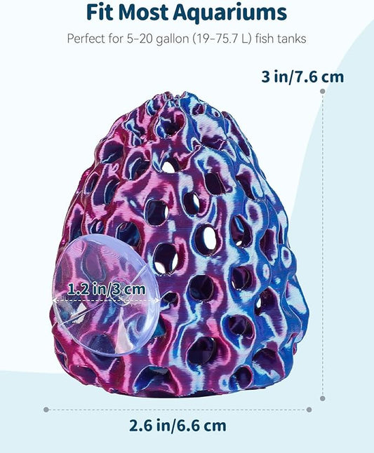 Uniclife Shrimp Hides for Aquariums, Realistic Plastic Aquarium Coral Rock Decorations with Suction Cups, Blue-Violet