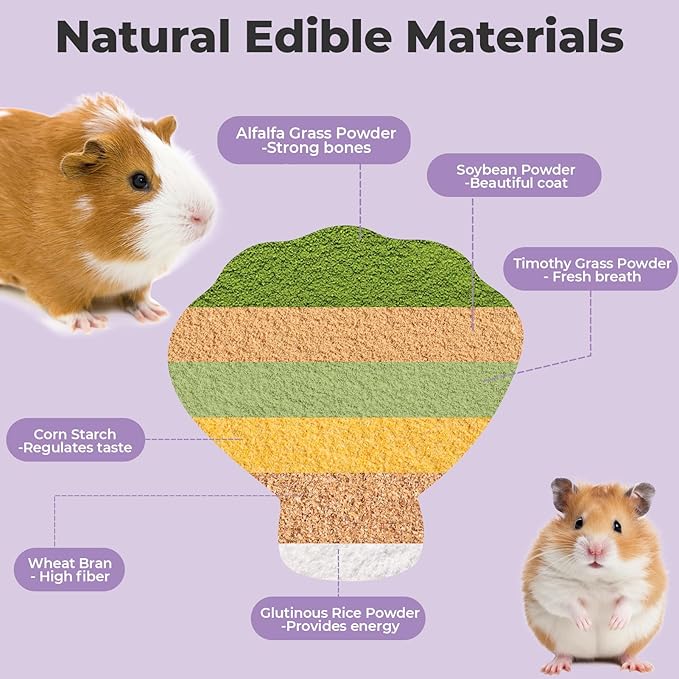 mini&moe Hamster Chew Toys for Teeth – Guinea Pig Chews Natural Edible Hamster Enrichment Toys Improve Dental Health Chinchilla Treats for Gerbils, Rat, Rabbit, Bunny