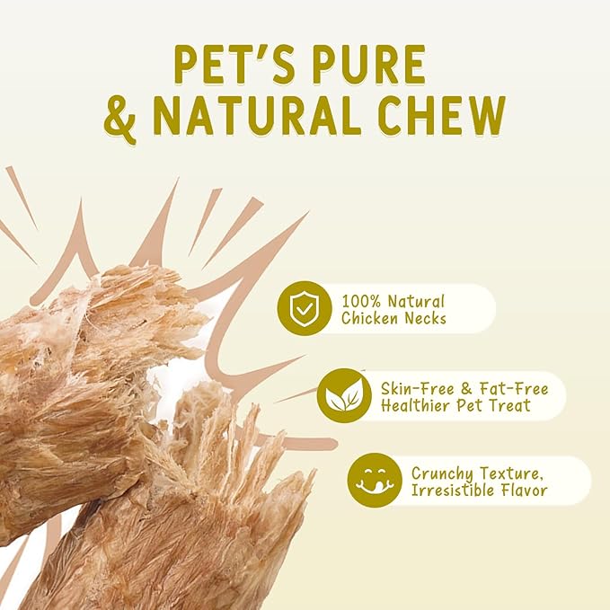 100g (3.53oz) Freeze Dried Chicken Necks for Dogs & Cats - Single Ingredient Raw Treats, High Protein Natural Chews for Bone & Dental Health, Grain-Free Training Snacks