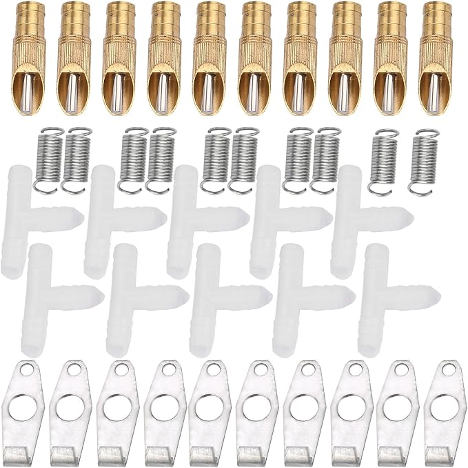 Fydun 10pcs Set Pet Water Feeder, Stainless Steel Automatic Nipple Waterer Poultry Fountains & Waterers for Bunny Rat Rabbit Ferrets (Duckbilly White)