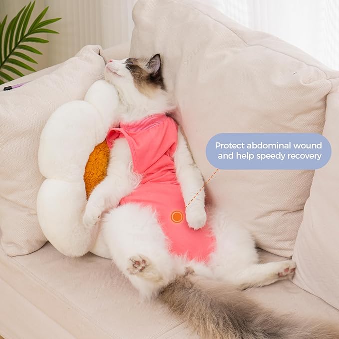 Avont Cat Recovery Suit, Post-Surgery Protective Vest Rosepink S | Breathable & comfortable cat onesie for cats after surgery female. Soft alternative to cone. Machine washable.