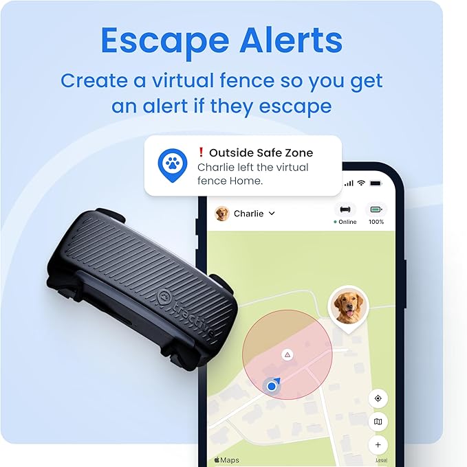 Tractive Smart Dog GPS Tracker | Live Pet Tracker with Virtual Fence | Vital Signs Monitoring of Heart & Respiratory Rate | Bark Monitoring | Dog Collar Attachment (Brown)