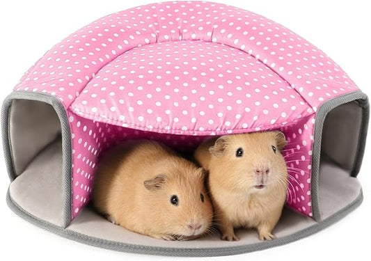 Guinea Pig Hideout Tunnel Bed, Washable Soft Small Animal Hideaway for Ferret, Chinchilla, Dwarf Bunny - House Pet Cage Accessory