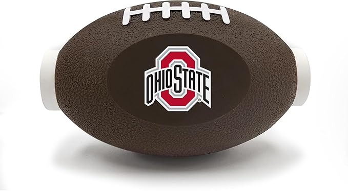 NCAA Ohio State Buckeyes Football Treat Dispensing Toy for Dogs and Cats, Rubber Ball Pet Toy, Interactive Fun Doggie Treat Toy, Natural Rubber Feeding Toy