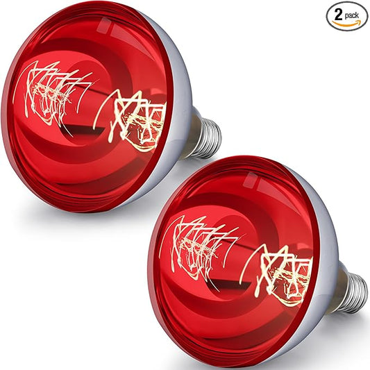 VIHOSE 2 Pack 150 Watt Heat Lamp 120v R40 Heat Lamp Bulbs Glass Incandescent Light Bulbs Incandescent Heating Lightbulbs for Reptiles Chicks Food Puppies Bathroom, Use E26 Base (Red)