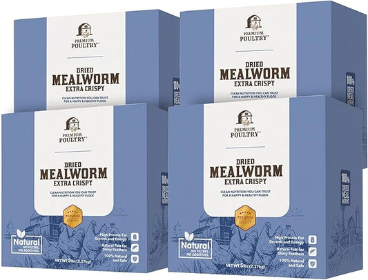 Dried Mealworms for Chickens – High Protein Chicken Treats for Egg Production & Flock Health – Bulk Mealworms for Ducks, Wild Birds, Reptiles & Backyard Poultry Feed, 20 lb