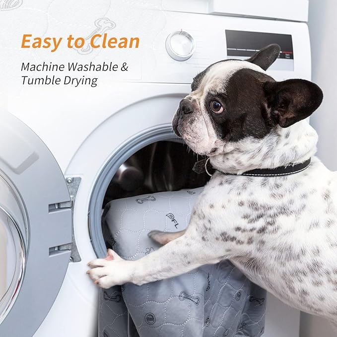 Washable Pee Pads for Dogs, 24x36 Reusable Absorbent Whelping Pads with Non-Slip Waterproof Bone Print