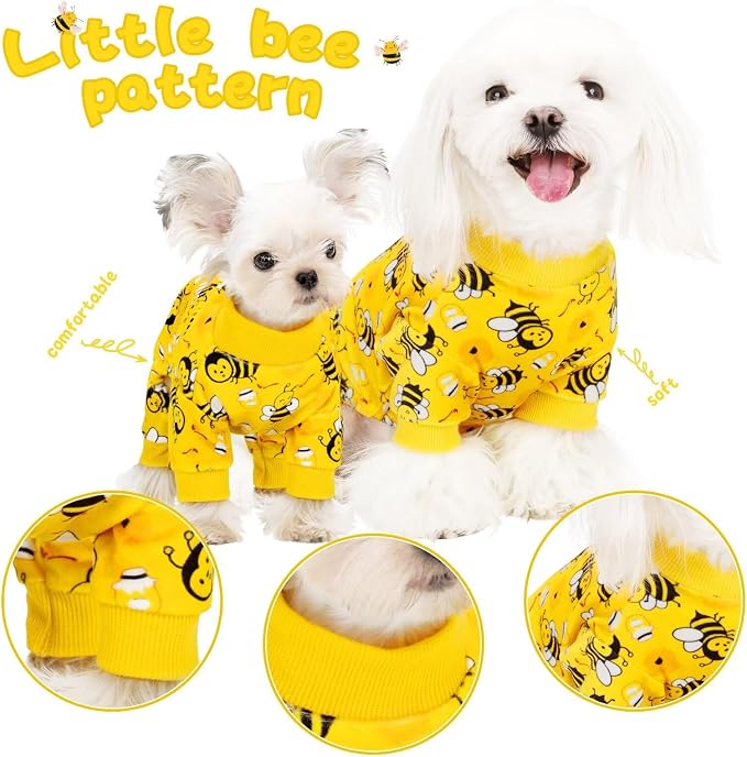 Paiaite Dog Pajamas Onesie: Comfortable Four-Legged Apparel for Small, Medium, & Large Dogs, Polyester Material for Comfort, Wrinkle Resistance, Moisture Wicking, Stretchiness Cute Bee XL