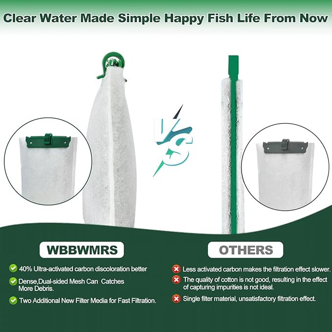 xbbwmrs 16-Count Medium Filter Cartridges Compatible with Tetra Whisper Bio-Bag Filters Medium Replacement Filter Cartridges for Whisper ReptoFilter and 10i IQ10 PF10 Power Filters -Ready to Use