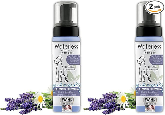 Wahl USA Pet Friendly Waterless No Rinse Shampoo for Animals – Lavender & Chamomile Scented - Cleaning,Conditioning,Detangling,& Moisturizing Shampoo for Dogs – 7.1 Oz - Model 820014A,(Pack of 2)