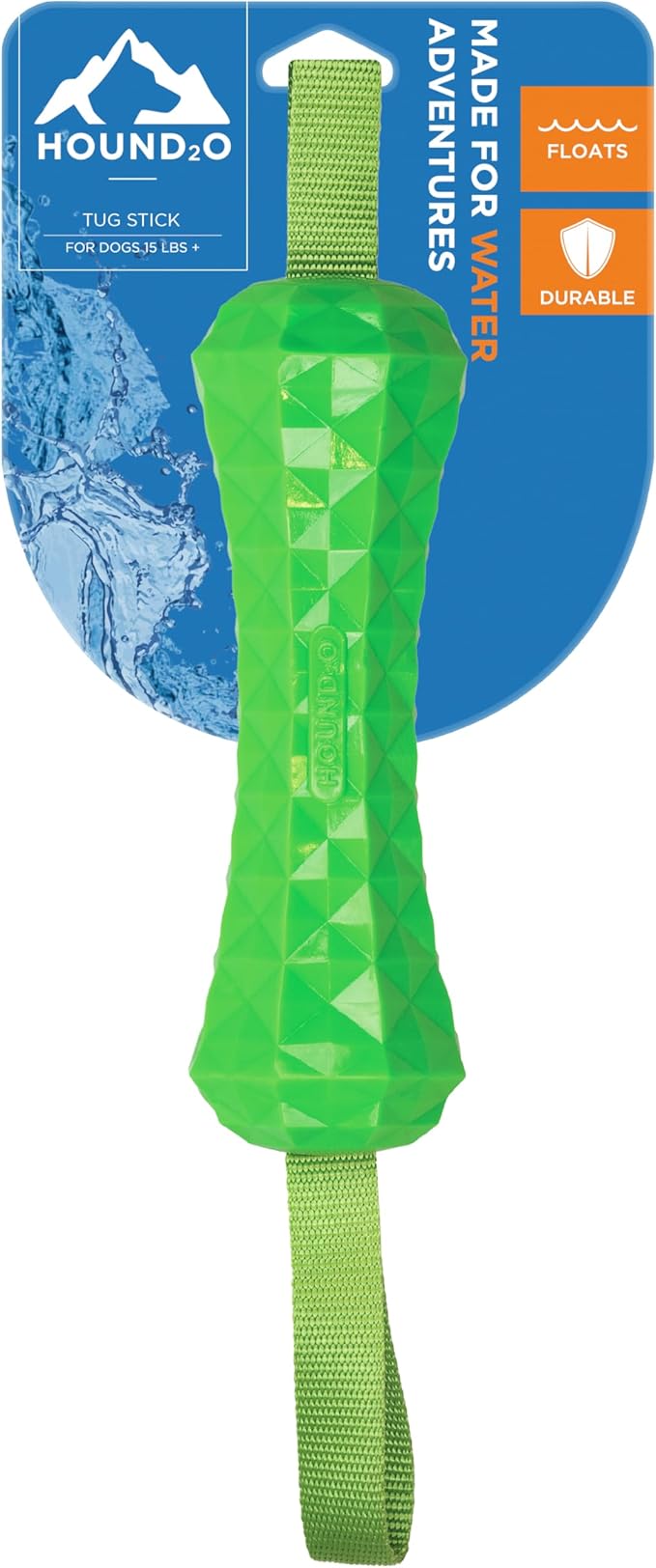 Playology HOUND2O Dog Toys | Tug Stick Floating Outdoor Toy for Dogs | Bright Green Fetch Toy for Tug of War