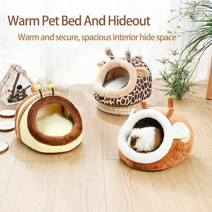 EAEDMY Guinea Pig Bed House & Hideout for Rat Bearded Dragon Hedgehog Ferret to Sleep and Hide, Guinea Pig Cage Accessories Habitat Décor (Large, 1.Sika Deer)