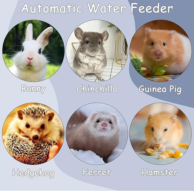 Tfwadmx Rabbit Watter Bottle 17oz Dispenser No Drip Small Animal Cage Water Feeder Bowl Hanging Guinea Pig Automatic Water for Bunny Chinchilla Hedgehog Ferret (Grey)