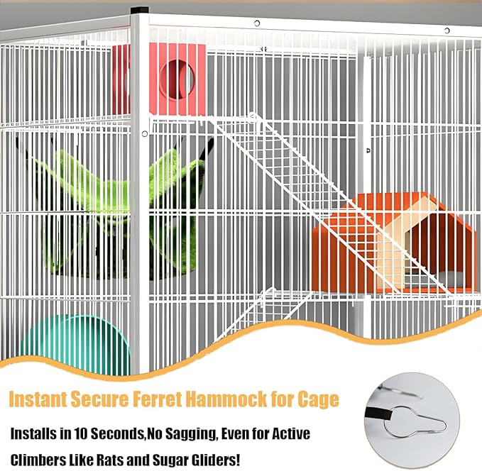 Ferret Rat Hammock Hamster for Cage - Large Soft Guinea Pig Hideout Bed, Chinchilla Hammock, for Small Animals,GuineaPig,Ferret,Kitten,Squirrel,Chinchilla,Rat,Parrot (Hammock-Green)