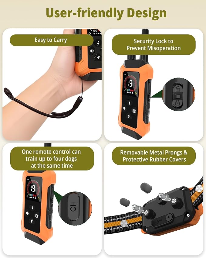 3 Dog Shock Collar with Remote Control (5–150Lbs), 4400FT Waterproof Training Collar for Dogs 3 Pack 5 Training Modes Rechargeable Electric Dog Collar with Light, E collars for Small Medium Large Dogs