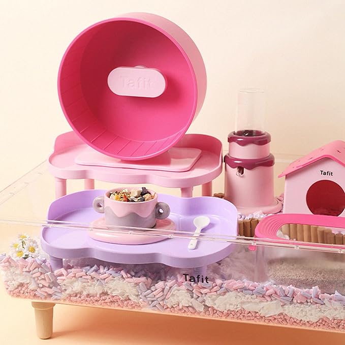 Hamster Play Color Plastic Platform Waterproof for Exercise Wheel Food Bowl Water Bottle and Other Cage Accessories (Cream White, 6.3" Height)