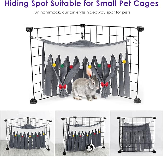 Linkidea Cage Corner Hideout, Pets Forest Corner Hideout for Guinea Pigs, Rabbits, Ferrets, Chinchillas, Gerbils, Hedgehogs, Small Animals Habitat Décor (Gray)
