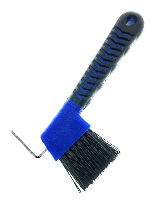 Horse Hoof Pick with Brush - Non-Slip Ergonomic Handle, Heavy-Duty Steel Pick & Stiff Bristles - Removes Dirt, Mud & Rocks - Horse Grooming Tool for Daily Hoof Care (Navy)
