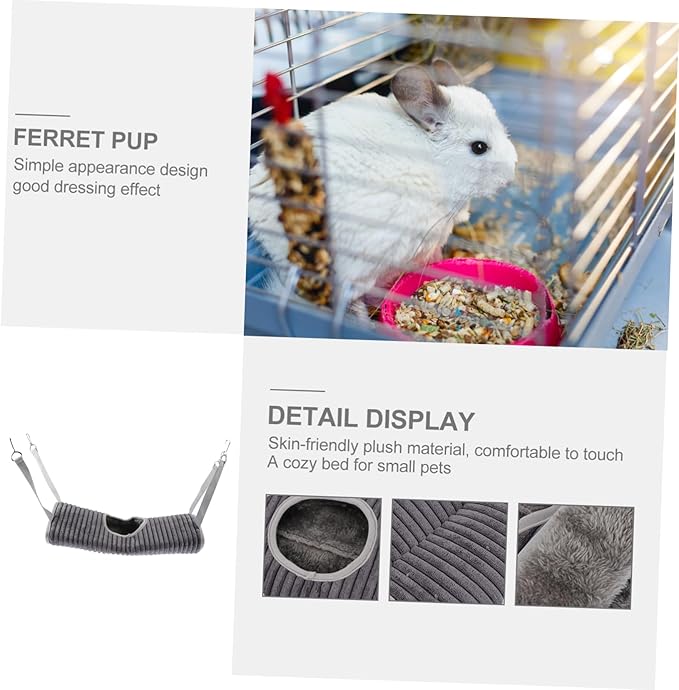 Milisten Small Animals Hanging Hammock Warm Winter Plush Bed for Ferrets Guinea Pigs Hamsters Rats Cozy Tunnel Hideout Cage Accessory for Small Pets