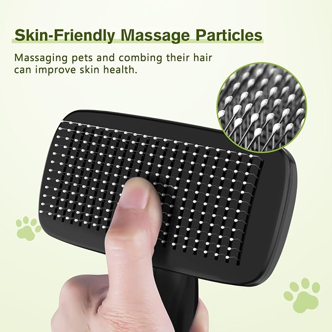 Pecute Skin Friendly Self-Cleaning Slicker Brush for Dog & Cat Shedding | 1 click clean, Lightweight, Undercoat hair removal, For short/long/double/white coats