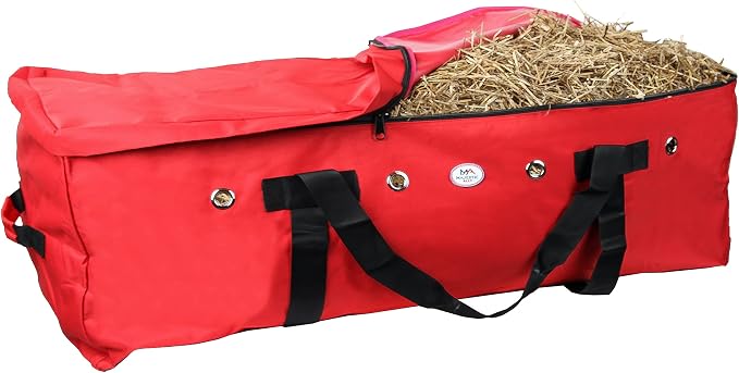 Majestic Ally 1200 D Nylon Fabric Large 44” x 20” x 16” and Extra Large 52" x 27" x21" Heavy-Duty Hay Bale Storage Bag (Red, X-Large)