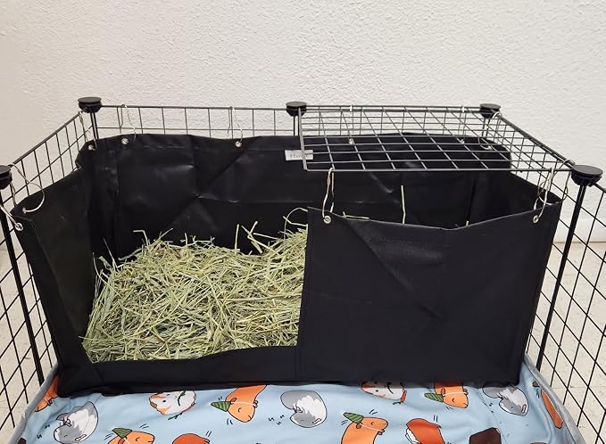 Hayzee Original Guinea Pig Hay Holder Feeder Litter Box Less Mess Encourages Natural Burrowing Instincts and Provides Ample Supply of Hay to Guinea Pigs and Rabbits (Black, 27" with Front)
