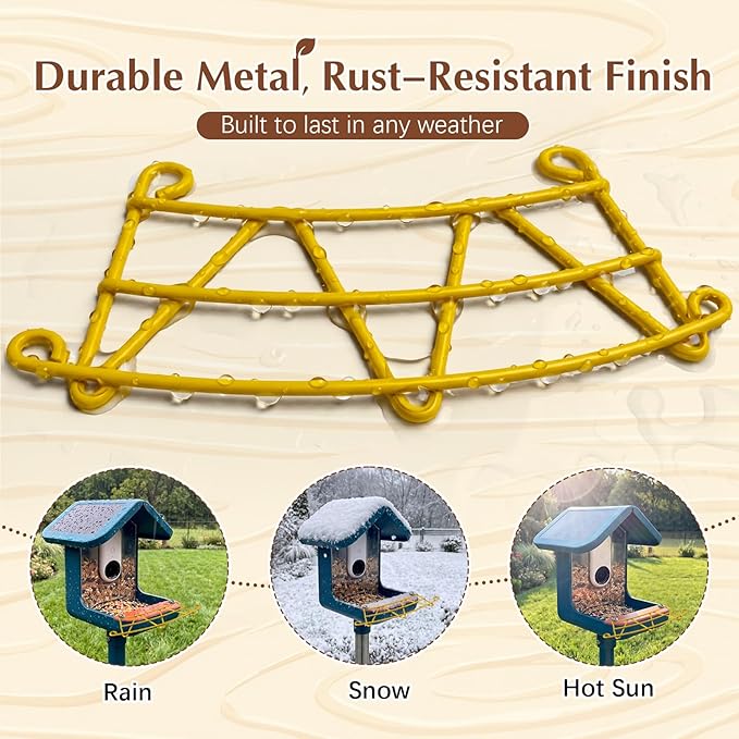 Feekoon Metal Perch Extender Compatible with Bird Buddy PRO Solar Smart Bird Feeder – Durable Rust Resistant Outdoor Birds Feeder Accessory, Wider Landing Space, Add On with Screws Included