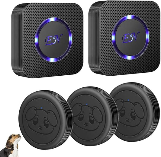 Dog Door Bell Wireless Doggie Doorbells for Potty Training with Waterproof Touch Button Dog Bells Included 2 Receiver and 3 Transmitters