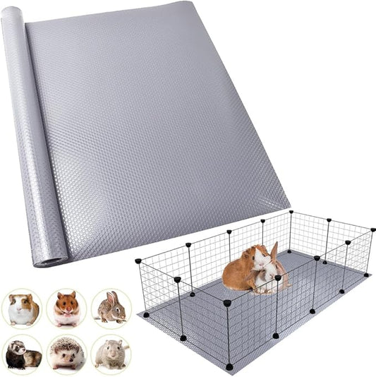 Washable Guinea Pig Bedding Cage Liner Waterproof Rabbit Bedding, Easily Cut to Suit Cage and Reusable Pads for Guinea Pigs, Rabbits, Hamsters, Gerbils, and Chinchillas,18"×79" 1pcs, Grey Mat