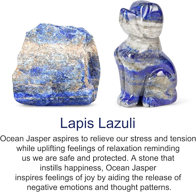 Artistone 2" Lapis Lazuli Dog Crystal Animals Figurine Carved Gemstone Puppy Dog Statue Sculpture Craft Home Decorations